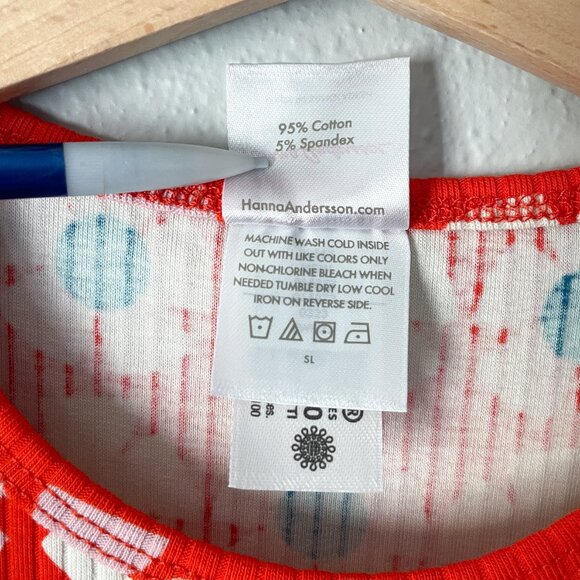 Hanna Andersson Drop Needle Rib Dress Far Out Flowers on Orange Spice 8 (130) - Picture 7 of 8